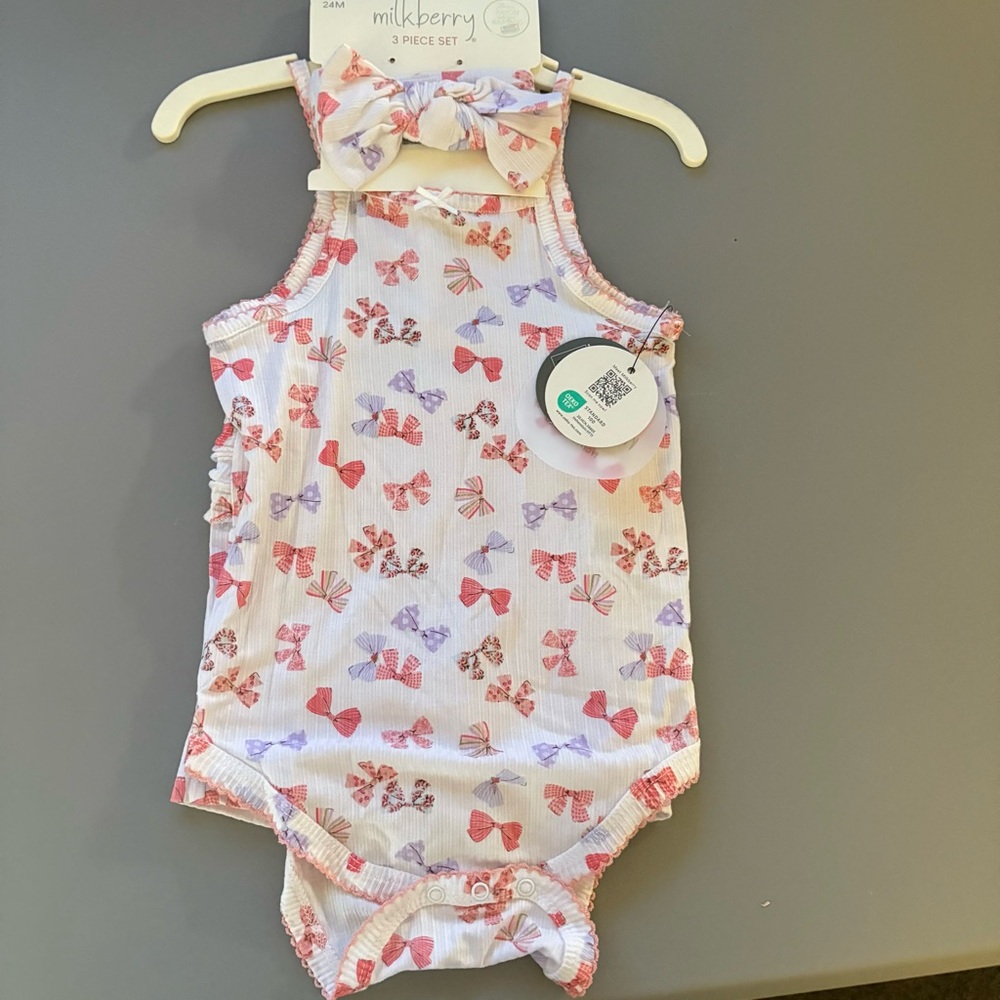 Milkberry Bamboo 3 piece short set new